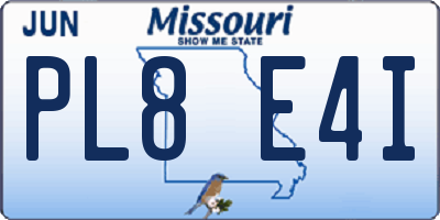 MO license plate PL8E4I