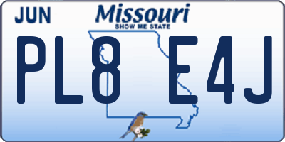 MO license plate PL8E4J