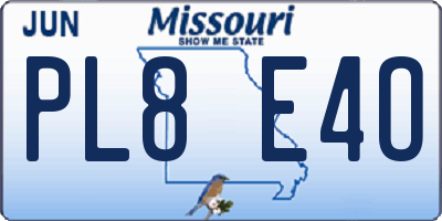 MO license plate PL8E4O