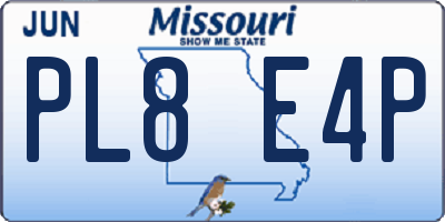 MO license plate PL8E4P
