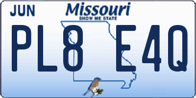 MO license plate PL8E4Q