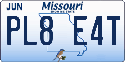 MO license plate PL8E4T