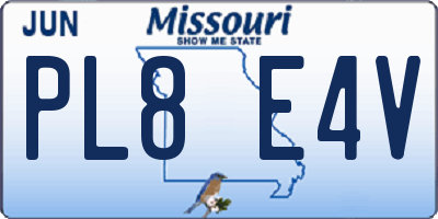 MO license plate PL8E4V