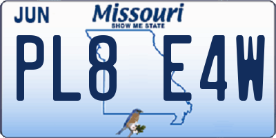 MO license plate PL8E4W