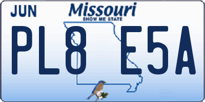 MO license plate PL8E5A