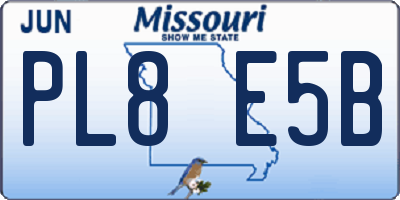MO license plate PL8E5B