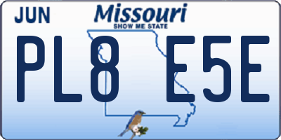 MO license plate PL8E5E