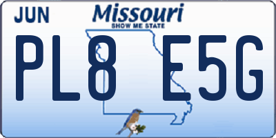 MO license plate PL8E5G