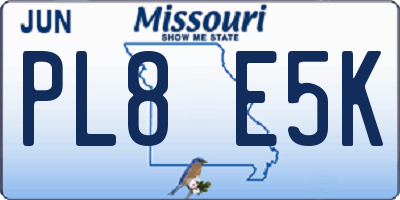 MO license plate PL8E5K