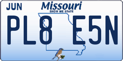 MO license plate PL8E5N