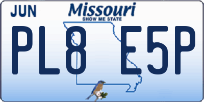 MO license plate PL8E5P