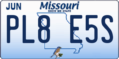 MO license plate PL8E5S