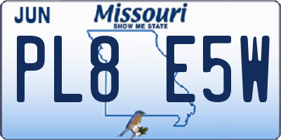 MO license plate PL8E5W