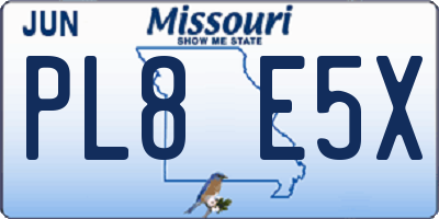 MO license plate PL8E5X