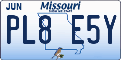 MO license plate PL8E5Y