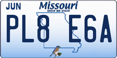 MO license plate PL8E6A