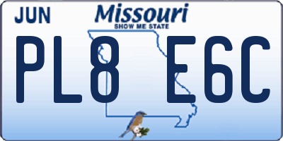 MO license plate PL8E6C