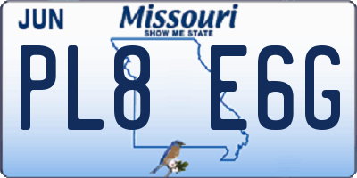 MO license plate PL8E6G