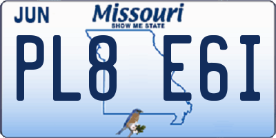 MO license plate PL8E6I