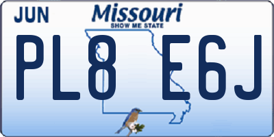 MO license plate PL8E6J