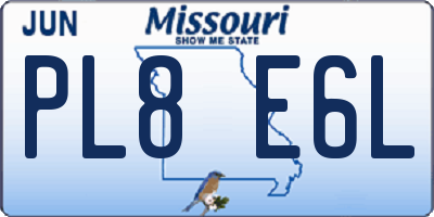 MO license plate PL8E6L