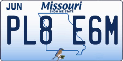 MO license plate PL8E6M