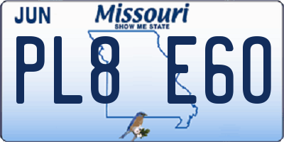 MO license plate PL8E6O