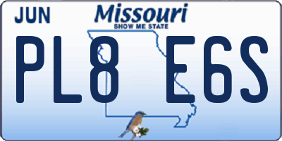 MO license plate PL8E6S