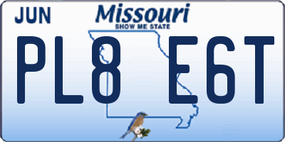 MO license plate PL8E6T