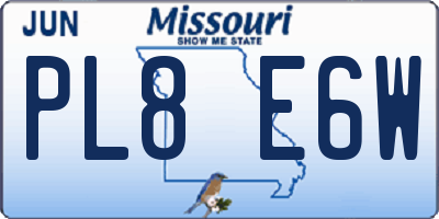 MO license plate PL8E6W