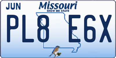 MO license plate PL8E6X