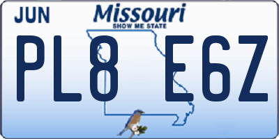 MO license plate PL8E6Z