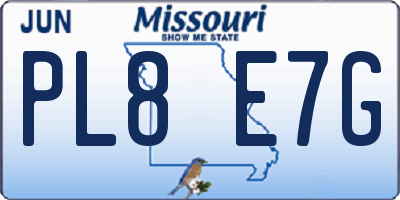 MO license plate PL8E7G