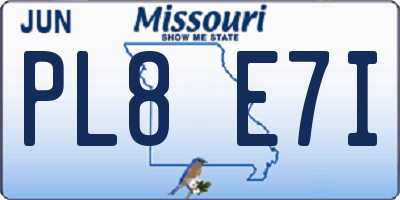 MO license plate PL8E7I