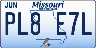 MO license plate PL8E7L