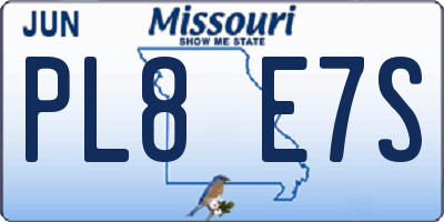 MO license plate PL8E7S