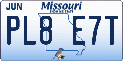 MO license plate PL8E7T