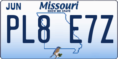MO license plate PL8E7Z