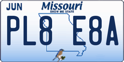 MO license plate PL8E8A