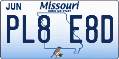 MO license plate PL8E8D