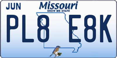 MO license plate PL8E8K