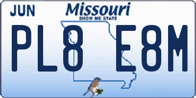 MO license plate PL8E8M