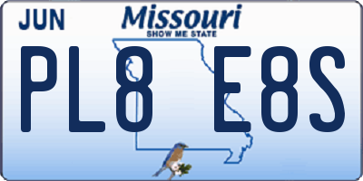 MO license plate PL8E8S