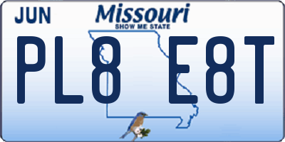 MO license plate PL8E8T