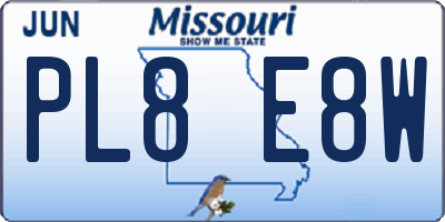 MO license plate PL8E8W
