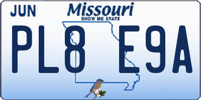 MO license plate PL8E9A