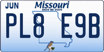 MO license plate PL8E9B