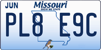 MO license plate PL8E9C