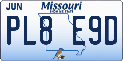 MO license plate PL8E9D
