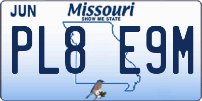 MO license plate PL8E9M